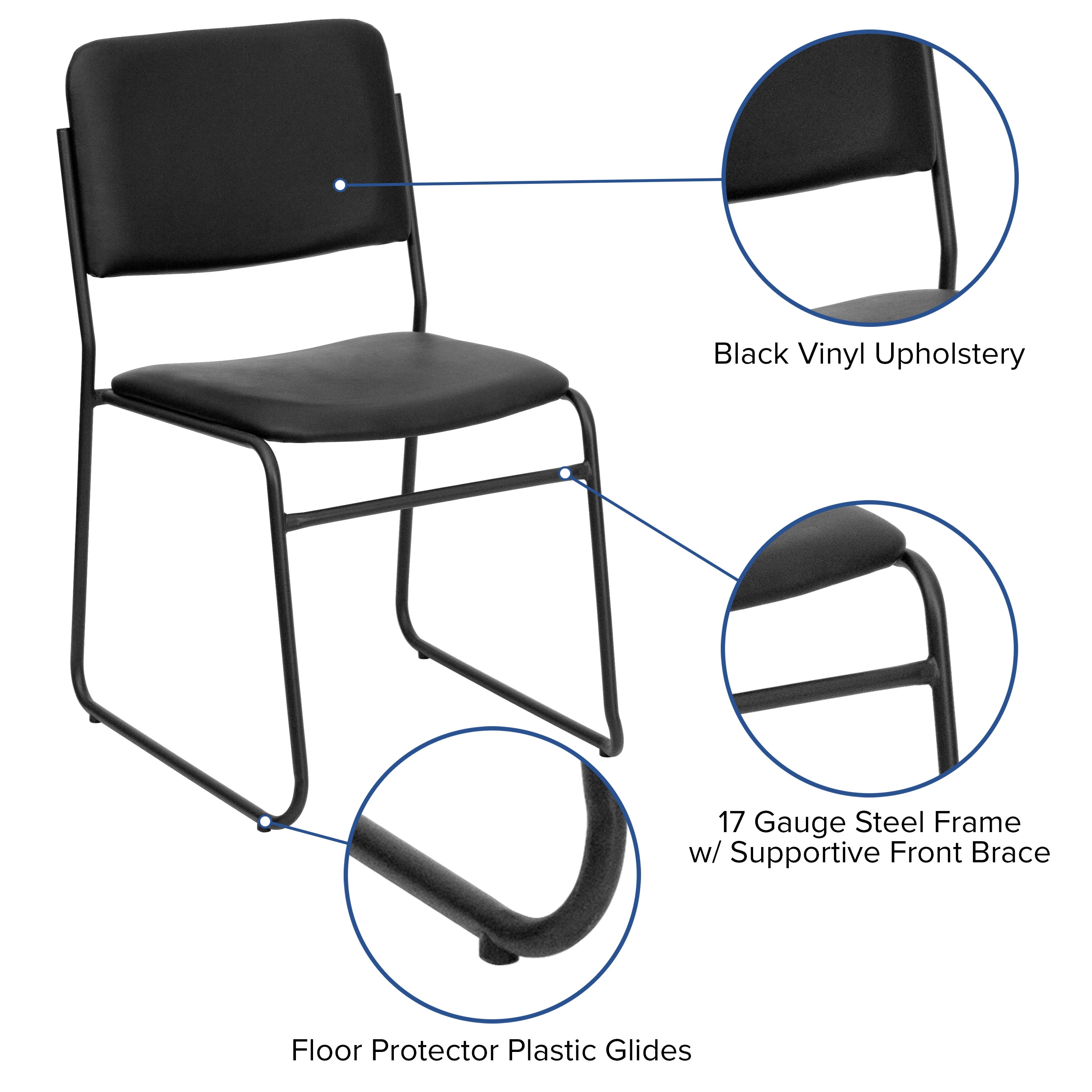 FLASH High Density Stacking Chair 227kg Capacity Sled Base