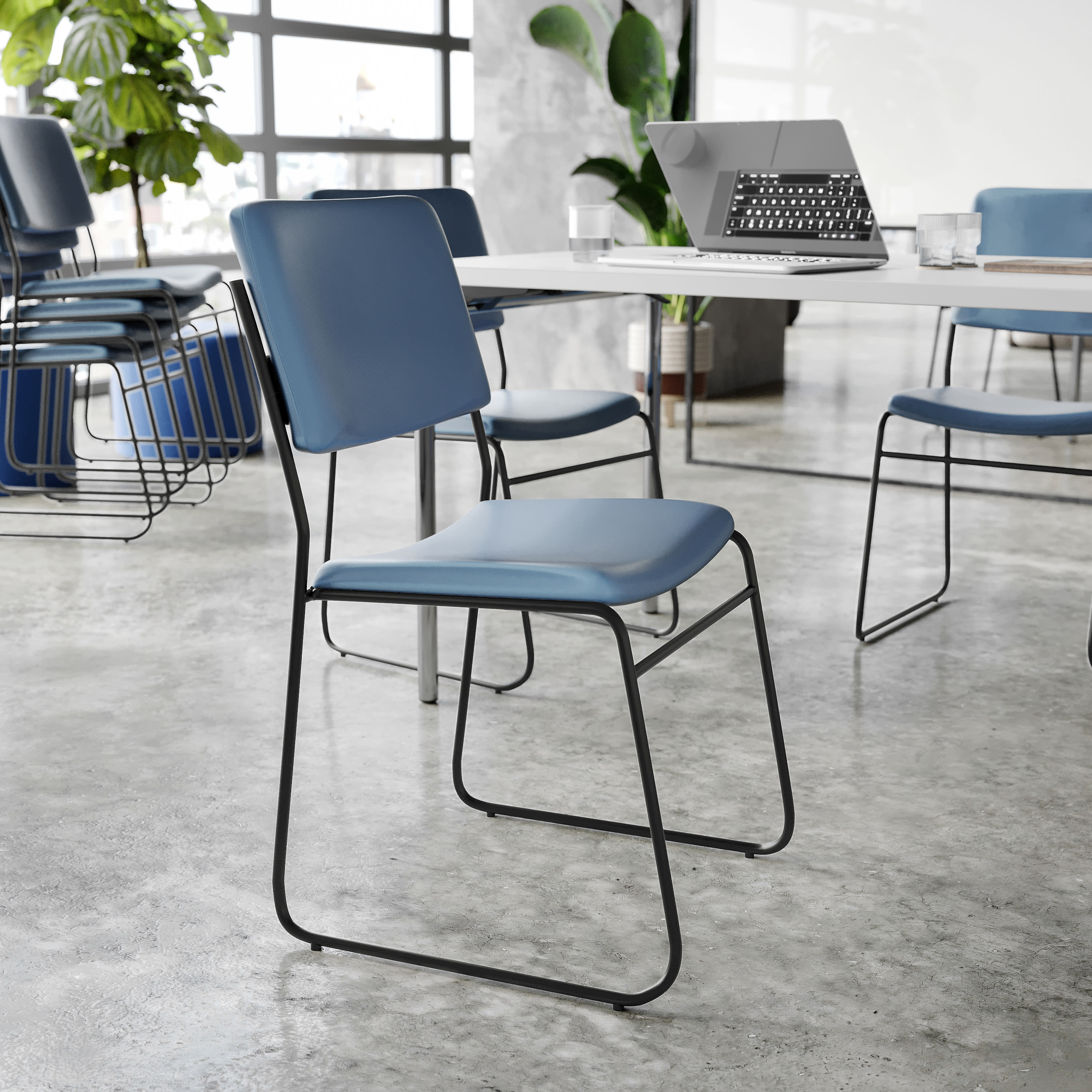 FLASH High Density Stacking Chair 227kg Capacity Sled Base