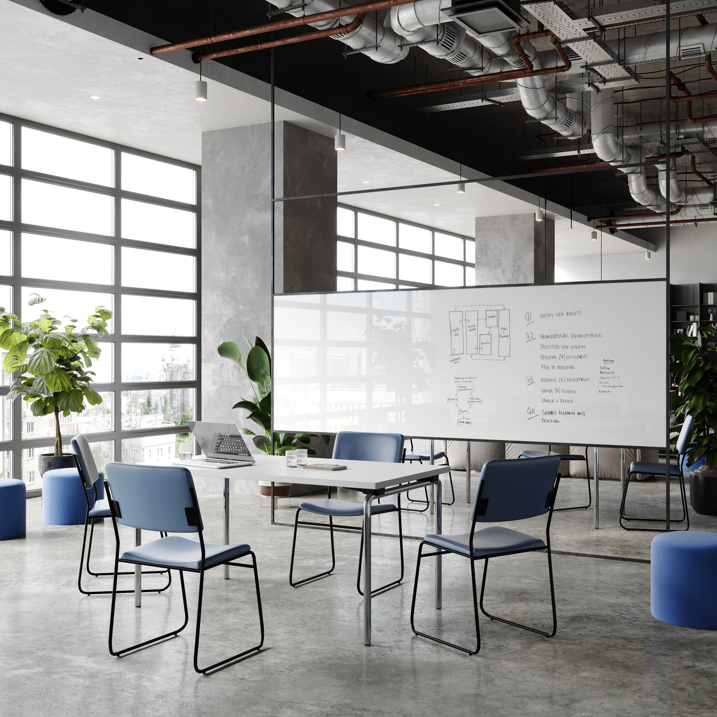 FLASH High Density Stacking Chair 227kg Capacity Sled Base